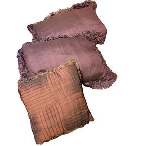 #5902 3pc Set of Purple Bed Throw Pillows